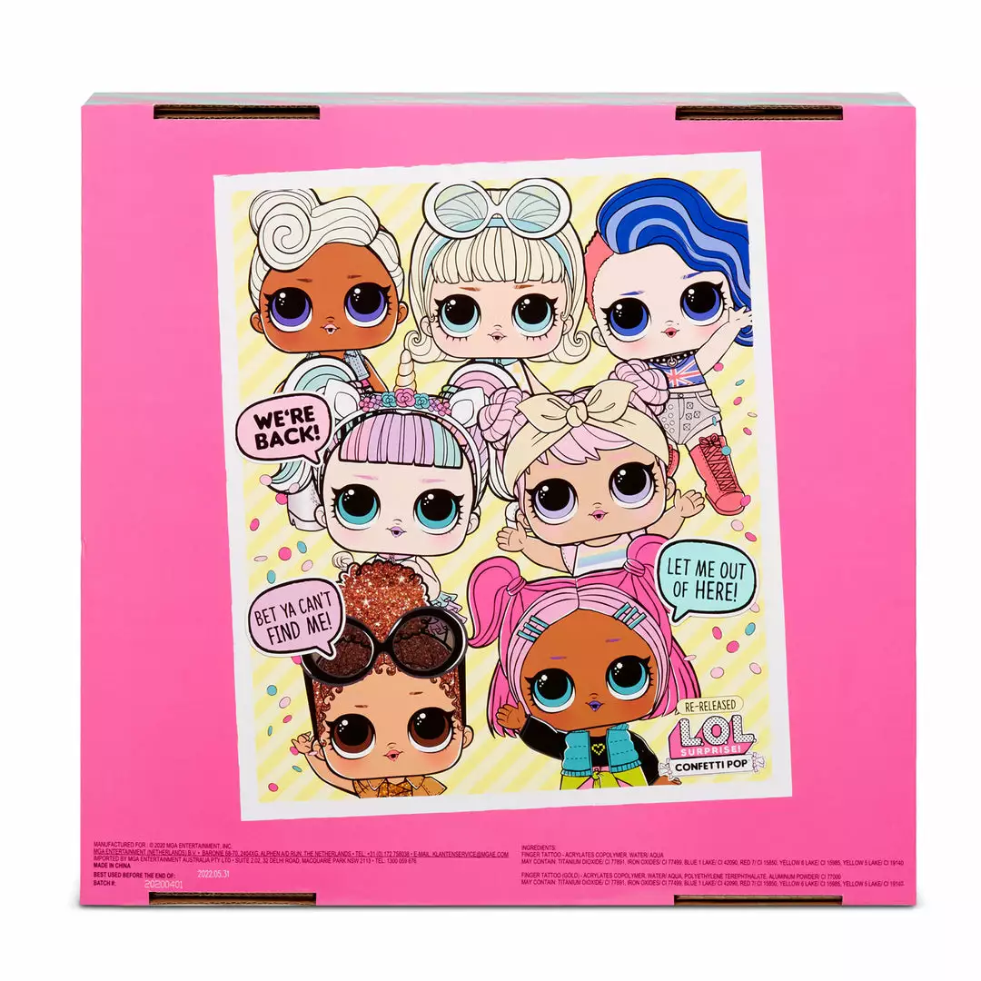LOL Surprise Confetti Pop 6 Pack Dawn - 6 Re-released Dolls Each With 9 Surprises