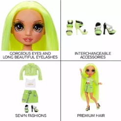 Rainbow High Karma Nichols – Series 2 Neon Green Fashion Doll With 2 Complete Outfits And Accessories