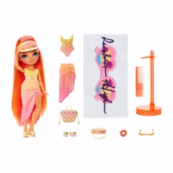 Rainbow High Pacific Coast Simone Summers - Sunrise (Orange) With Pool Accessories Playset