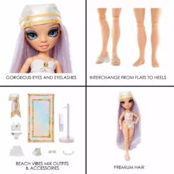 Rainbow High Pacific Coast Margot De Perla - Opal (Iridescent White) With Pool Accessories Playset