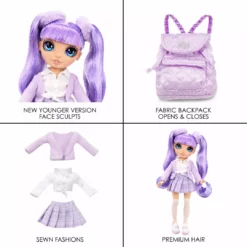 Rainbow High Junior High Violet Willow - 9-inch PURPLE Fashion Doll With Accessories