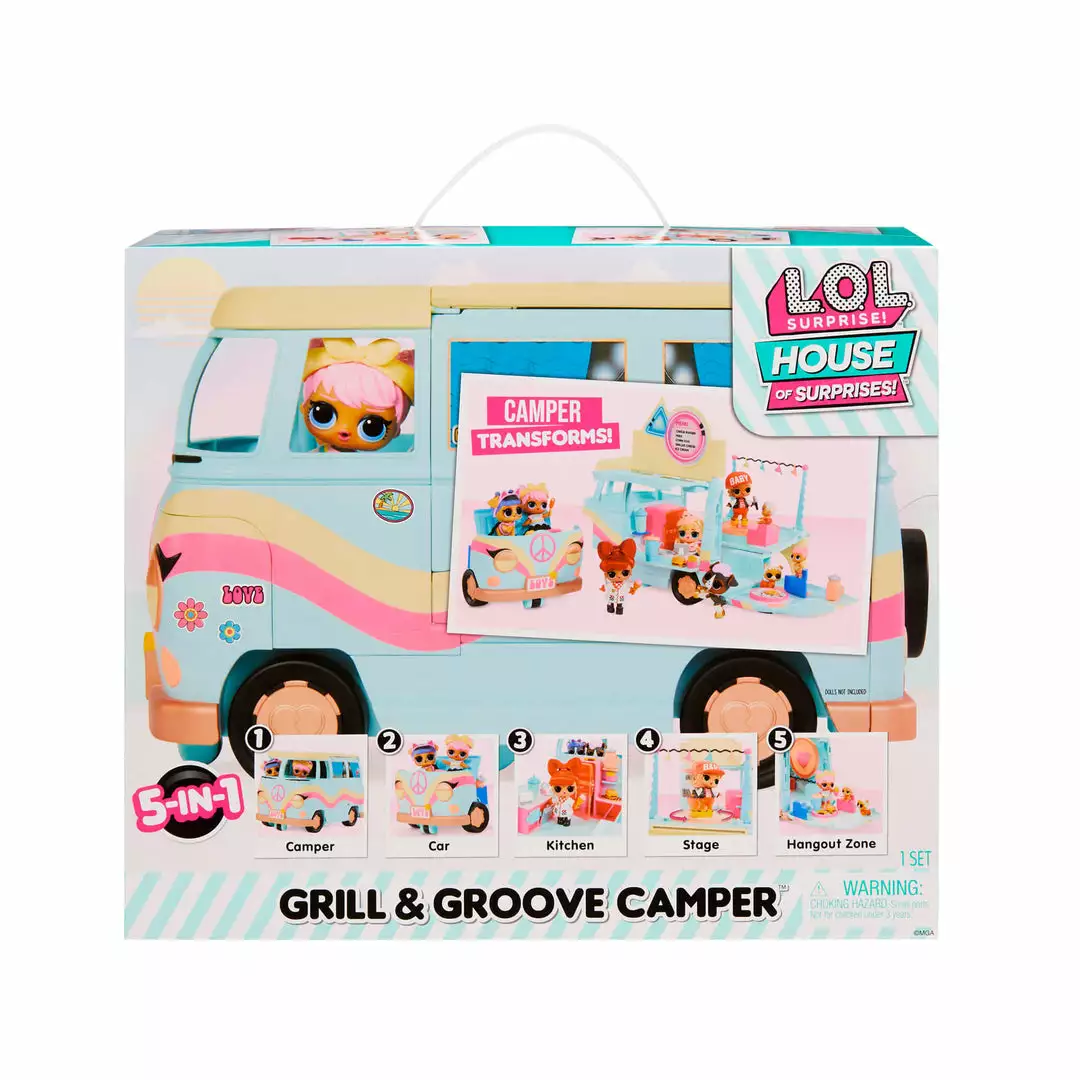 L.O.L. Surprise! Official Store LOL Surprise 5-N-1 Grill & Groove Camper, Fully Furnished Playset With Multiple Surprises