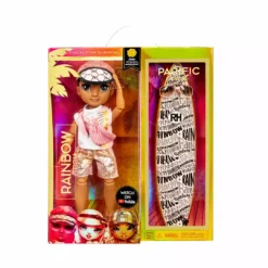 Rainbow High Pacific Coast Finn Rosado- Rose Gold Boy Doll With Pool Accessories Playset