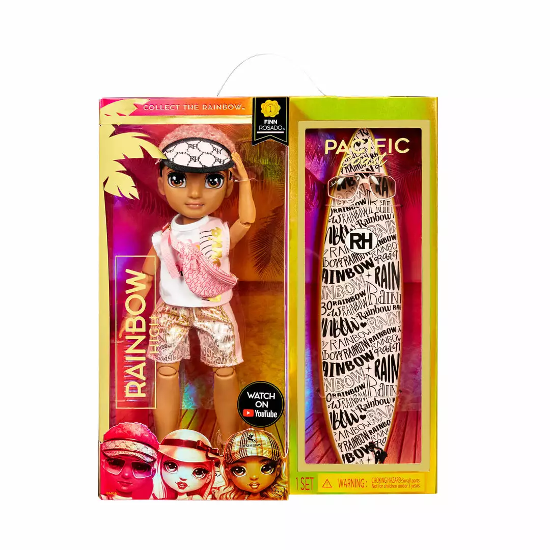 Rainbow High Pacific Coast Finn Rosado- Rose Gold Boy Doll With Pool Accessories Playset