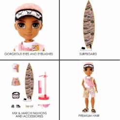 Rainbow High Pacific Coast Finn Rosado- Rose Gold Boy Doll With Pool Accessories Playset